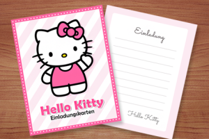 Einladungskarten für Motto-Party Hello Kitty
